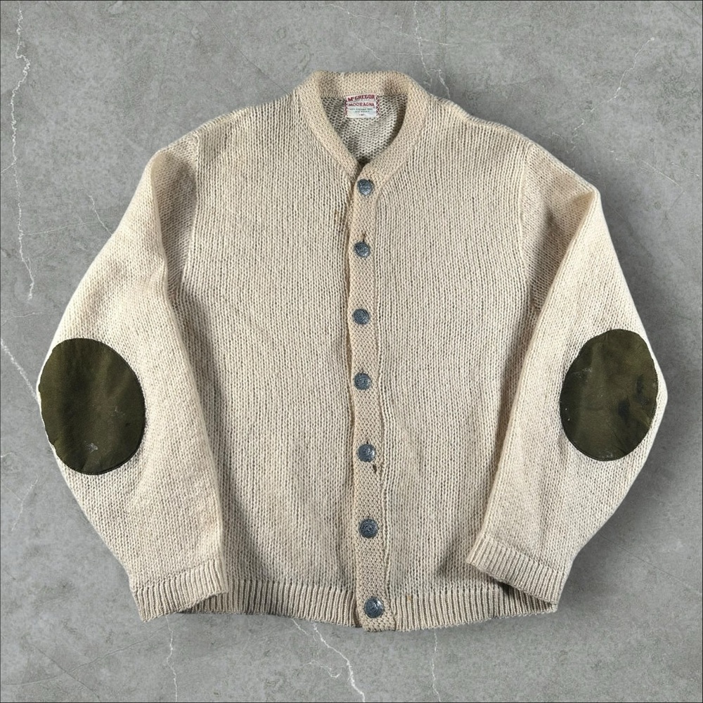 Vintage Mcgregor Cardigan Mens Medium Cream Mohair Kurt Cobain‎ Sweater 50s 60s